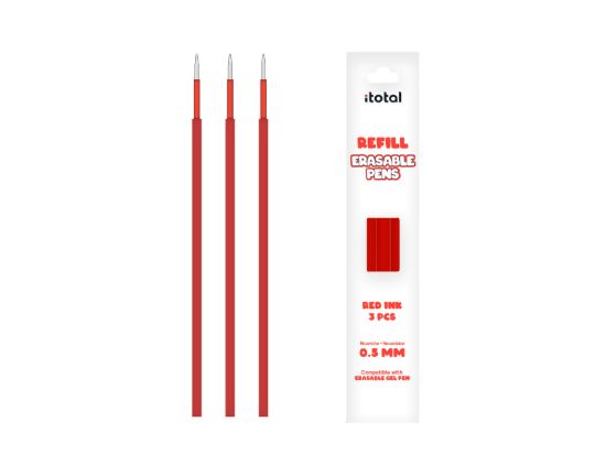 Immagine di Refill per penne cancellabili con tappo set 3 pezzi Rosso