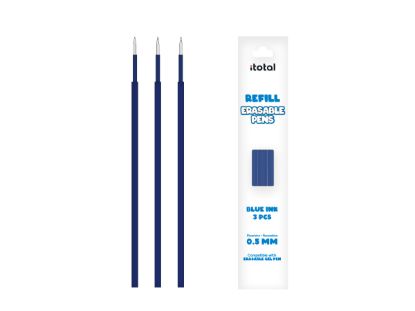 Immagine di Refill per penne cancellabili con tappo set 3 pezzi Blu