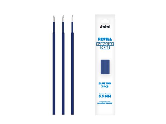 Immagine di Refill per penne cancellabili con tappo set 3 pezzi Blu