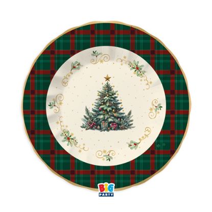 Immagine di Piatti Fondi cm24 Tartan Christmas 6 pezzi