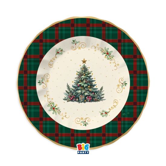 Immagine di Piatti Fondi cm24 Tartan Christmas 6 pezzi