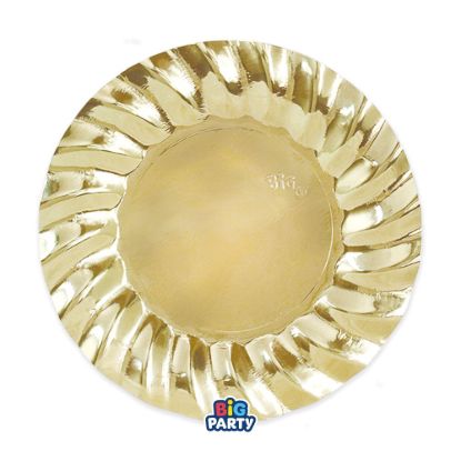 Immagine di Piatti Fondi cm24 Wavy Oro Metal 6 pezzi