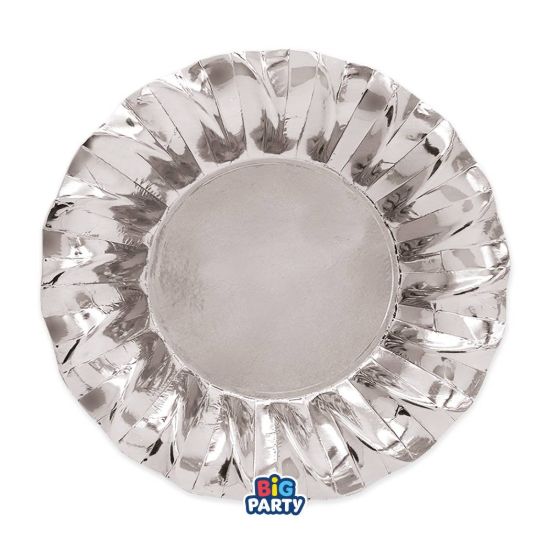 Immagine di Piatti Fondi cm24 Wavy Argento Metal 6 pezzi