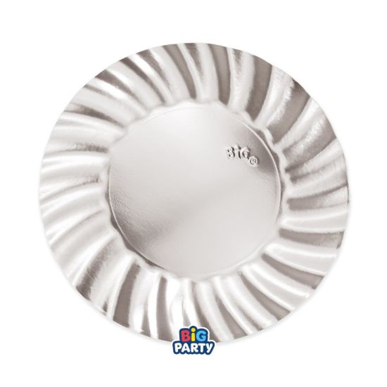 Immagine di Piatti cm20 Wavy Argento Metal 6 pezzi